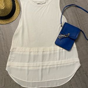 LOFT cream sleeveless shirt